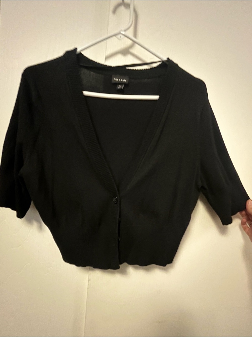 Torrid Black Classic Cropped Button Cardigan